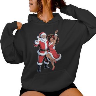 African American Christmas Pajamas Dancing Santa Women's Hoodie | Mazezy