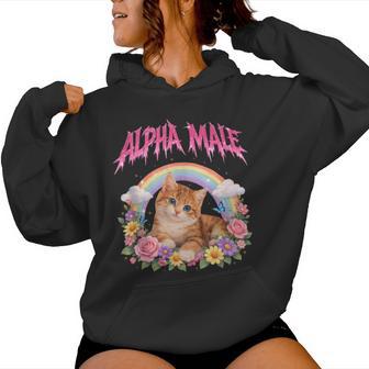 Alpha Male Kitten Rainbow Floral Women Hoodie - Thegiftio UK