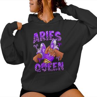 Aries Girl Zodiac Birthday Afro Queen Sneakers Nails Women Hoodie - Monsterry