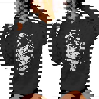 Astronaut Holding Earth Space Graphic Art Women's Hoodie | Mazezy