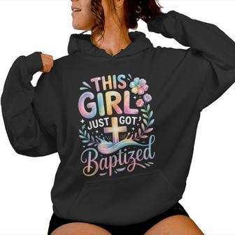 Baptism This Girl Just Got Baptized Christian Cross Pastel Women Hoodie - Thegiftio