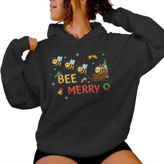 Bee Merry Christmas Beekeeper Xmas Holiday Santa Sleigh Ride Women Hoodie - Monsterry