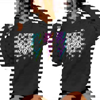 Big Sis Retro Checkered Lightning Bolt For Big Sister Girls Women Hoodie | Seseable UK