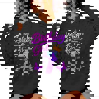 Birthday Girl 7 Year Old Butterfly Theme Party 7th Bday Kids Women's Hoodie | Mazezy