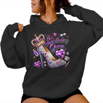 Birthday Queen Crown Hearts High Heel Girls Women Hoodie - Monsterry