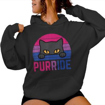 Bisexual Cat Purride Retro Bi Pride Flag Lgbtq Girls Women Hoodie - Thegiftio UK