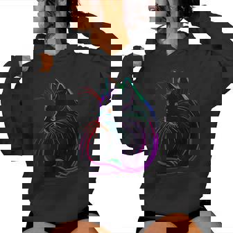 Black Cat Realistic Watercolor Cute Cat Paint Colorful Cat Women Hoodie - Thegiftio