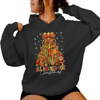 All Booked For Christmas Tree Lights Xmas Book Lovers Women Women Hoodie - Thegiftio UK