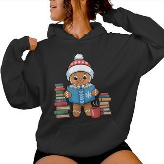 Bookish Gingerbread Reading Books Christmas Pajama Teacher Women Hoodie - Thegiftio UK