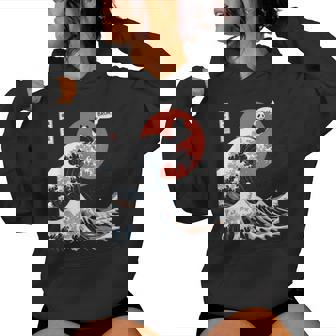 Bruh The Great Wave Kanagawa Japanese Surfing Panda Women Hoodie - Monsterry