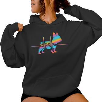 Bulldog Francés Perro Latido Del Corazón Bulldog Divertido Bulldog Francés Cuello Sudadera con capucha para mujer - Regaloses