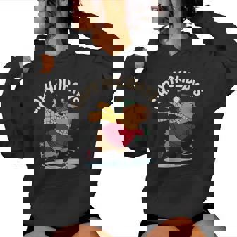 Capy Holidays Ice Skating Capybara Xmas Christmas Women's Hoodie | Mazezy