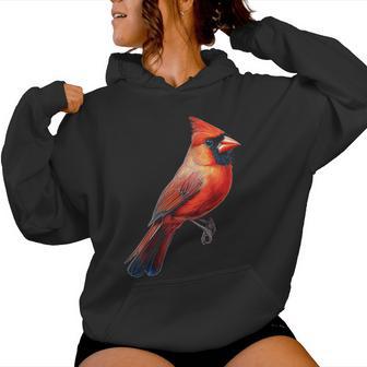 Cardinal Bird Illustration Animal Graphique Yeux Bleus Cardinal Sweat à capuche femme - Cadeauxyz