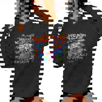 Cassette Graffiti 80s 90s Raised ON Old School Hip HOP Women's Hoodie | Mazezy