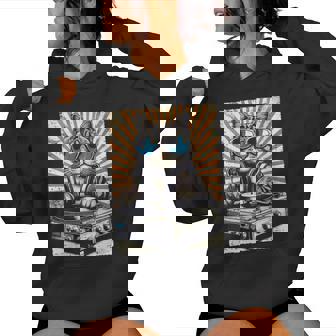 Cat Dj Headphone Turntable Vintage Music EDM Men Women Kids Women's Hoodie | Mazezy