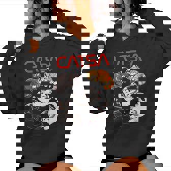 Catsa Cat Astronaut Universe Space Kitten Lover Galaxy Women Hoodie - Thegiftio