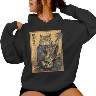 Chatamouraï Japonais Jouant De La Guitare Électrique Hommes S Sweat à capuche femme - Cadeauxyz