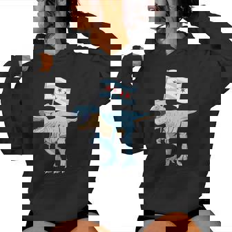 Chicago Dinosaur T-Rex Illinois Flag Architecture Men Women Women's Hoodie | Mazezy