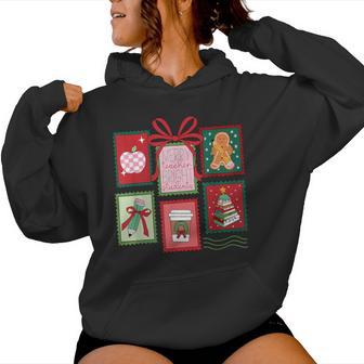 Christmas Teacher Stamps Women Hoodie - Thegiftio UK