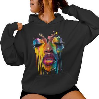 Cool African Woman Afro Color Painted Face Junenth Vibes Women Hoodie - Thegiftio UK