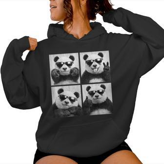 Cool Panda With Sunglasses Photobooth Giant Panda Bear Women Hoodie - Thegiftio