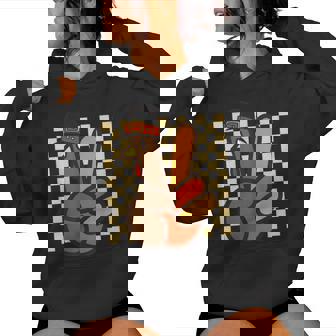 Cool Peace Sign Turkey Hand Thanksgiving Hippie Women Women Hoodie | Mazezy