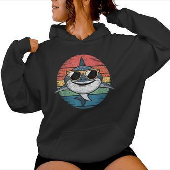Cool Retro Shark In Sunglasses 70s 80s 90s Shark Girls Women's Hoodie | Mazezy