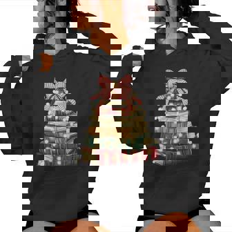 Coquette Bow Christmas Books Xmas Tree Librarian Teacher Women Hoodie | Mazezy