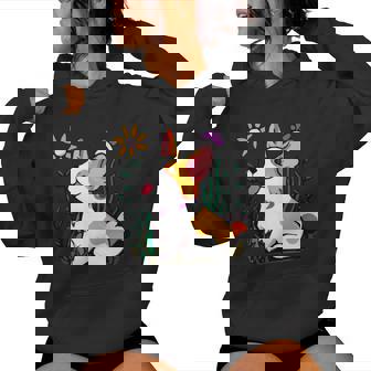 Corgi Con Plantas Y Flores Perro Cool Hombres Es Niños Retro Sudadera con capucha para mujer - Regaloses