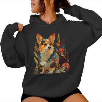Corgi Dog Vintage Flowers Corgi Mama Women Hoodie - Thegiftio UK