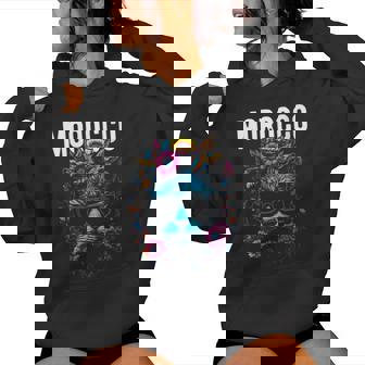 Country Of Morocco Cat Wearing Sunglasses And Flowers Women's Hoodie | Mazezy