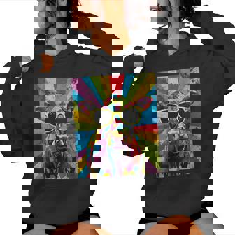 Cow Vintage Sunglasses Pop Art Graphic Farm Animal Cowboy Women's Hoodie | Mazezy