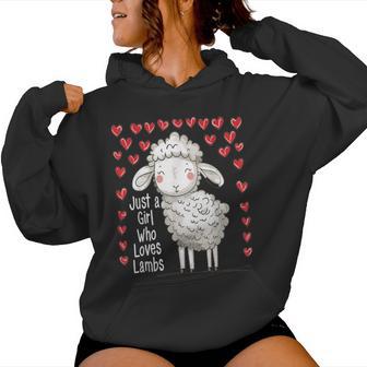 Cute Lamb Lovers For Girls Just A Girl Who Loves Lambs Women Hoodie - Thegiftio UK