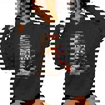 Cute Red Panda Reading Book Animal Bookworm Women Hoodie | Mazezy