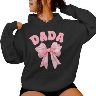 Dada Of The Birthday Girl Family Pink Coquette Bow Party Women Hoodie | Mazezy