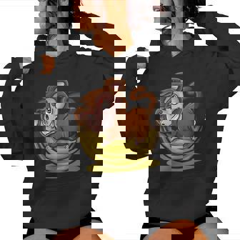 De Mono Niños Orangután De Plátano Zoo Circo Cuello Sudadera con capucha para mujer - Regaloses