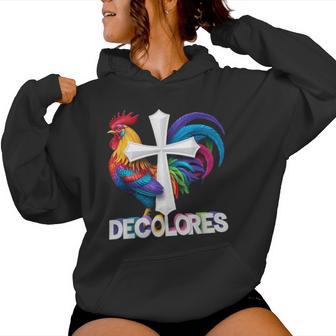 Decolores Cursillo Rainbow Rooster Catholic Women Hoodie - Thegiftio