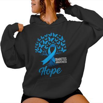 Diabetes Warrior Tree Of Hope Butterfly Ribbon Men Women Women's Hoodie | Mazezy