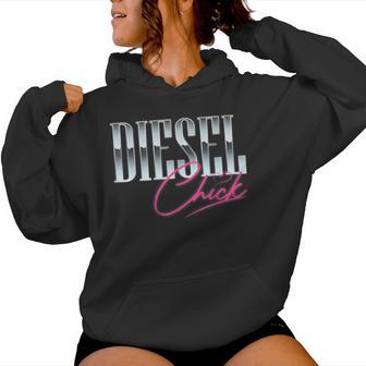 Diesel Chick Trucker Truck Driver Retro Vintage Women Hoodie - Thegiftio UK