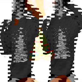 Diseño De Árbol De Navidad Para Lectores Y Amantes De Los Libros Cuello Sudadera con capucha para mujer - Regaloses