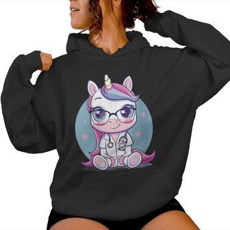Enfermera Unicornio Médico Unicornio Enfermera Apreciación Cuello Sudadera con capucha para mujer - Regaloses