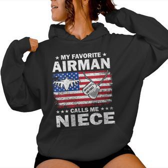 My Favorite Airman Calls Me Niece USAF Flag US Air Force Women's Hoodie | Mazezy