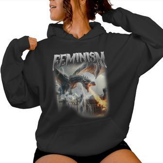 Feminism Dragon Fantasy Feminist Dark Academia Women Women Hoodie - Monsterry