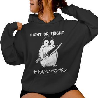 Fight Or Flight Fight Penguin Knife Saying Women Women Hoodie - Thegiftio UK