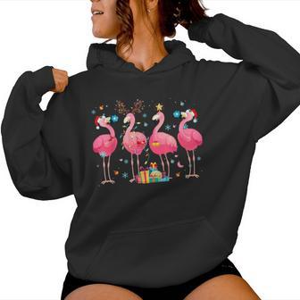 Flamingo Weihnachtsmann Rentier Weihnachten Christmas Kapuzenpullover für Damen - Geschenkecke