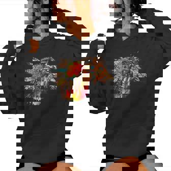 Floral Wild Horse Country Horse Riding Women Hoodie | Mazezy