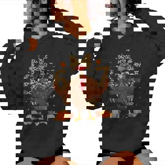 6 7 Thanksgiving Leopard Bow Turkey Six Seven Teacher Women Hoodie | Seseable FR