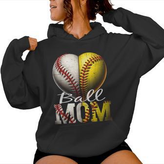 Ball Mom Softball & Baseball Baseball Softball Women Hoodie - Thegiftio UK