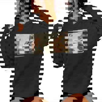 Cat Slap Sarcastic Creation Of Adam Cat Meme Cat Lover Women Hoodie | Seseable FR