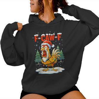 F-Caw-F Christmas Chicken Xmas Lights Santa Hat Fcawf Women Hoodie - Monsterry